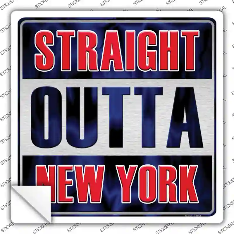 Straight Outta New York Red Novelty Square Sticker Decal