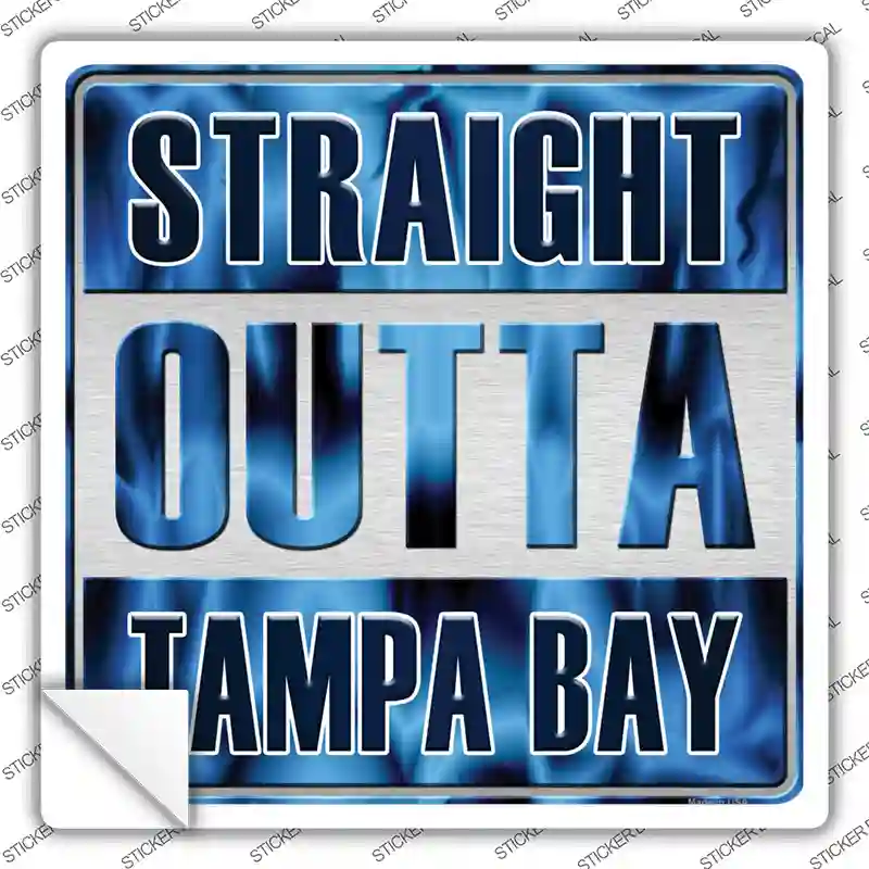 Straight Outta Tampa Bay Black Novelty Square Sticker Decal