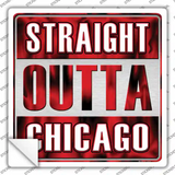 Straight Outta Chicago Red Novelty Square Sticker Decal