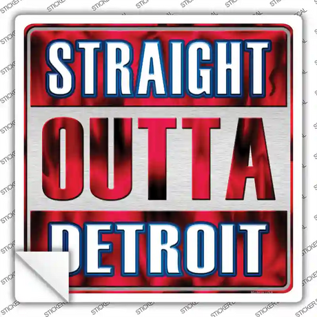 Straight Outta Detroit Red Novelty Square Sticker Decal