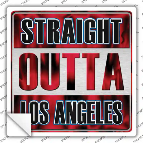 Straight Outta Los Angeles Red Novelty Square Sticker Decal