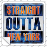 Straight Outta New York Orange Blue Novelty Square Sticker Decal