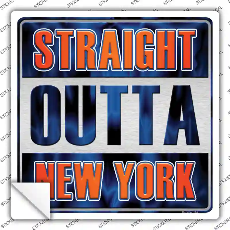 Straight Outta New York Outlined Novelty Square Sticker Decal