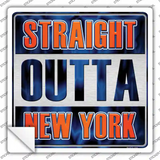 Straight Outta New York Outlined Novelty Square Sticker Decal