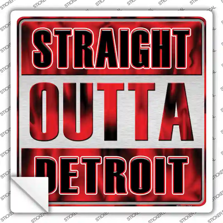 Straight Outta Detroit Black Novelty Square Sticker Decal