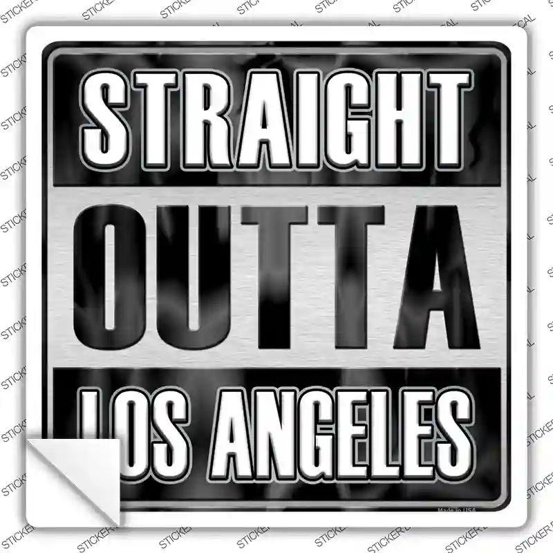 Straight Outta Los Angeles Black Novelty Square Sticker Decal