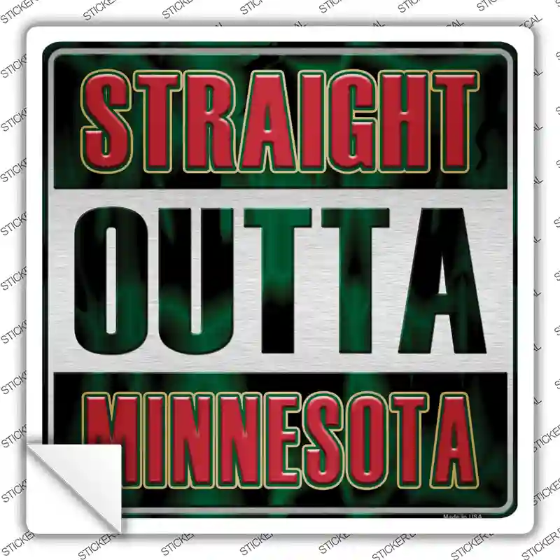 Straight Outta Minnesota City Novelty Square Sticker Decal