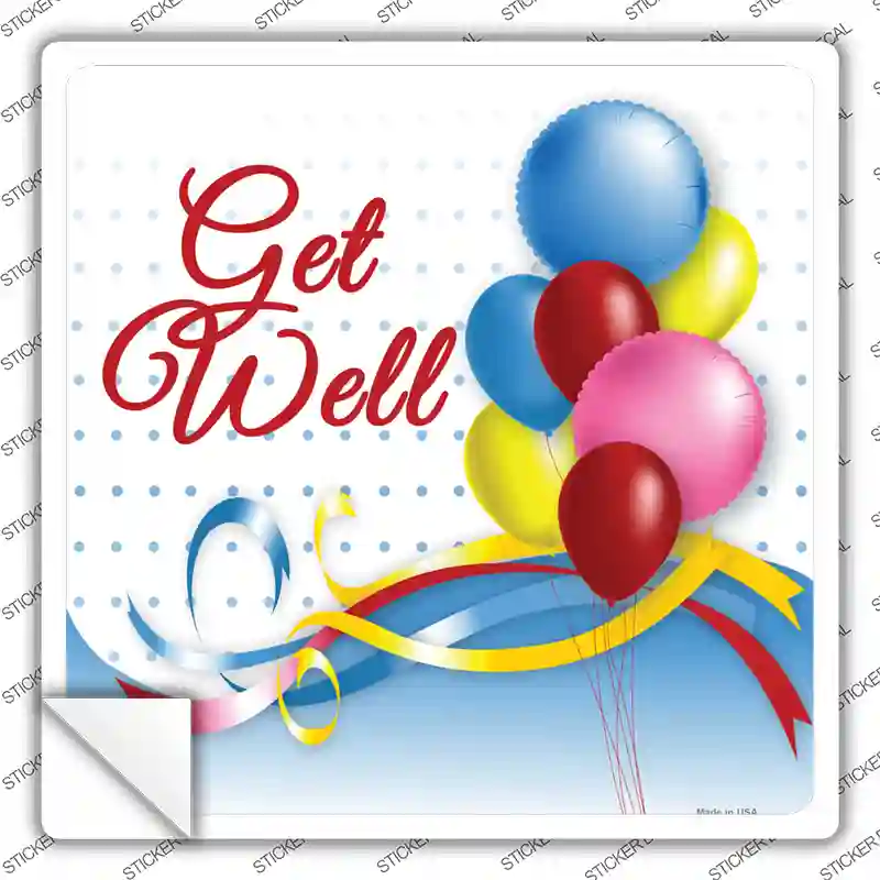 Get Well Novelty Square Sticker Decal