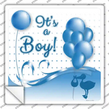 Its A Boy With Balloons Novelty Square Sticker Decal