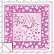 Its A Girl With Stork Novelty Square Sticker Decal