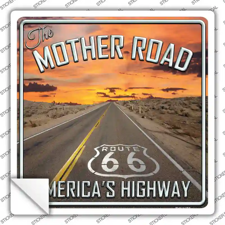 The Mother Road Novelty Square Sticker Decal