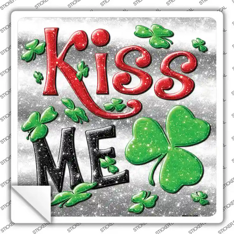 Kiss Me Novelty Square Sticker Decal