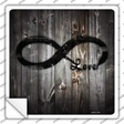 Infinite Love Symbol On Wood Novelty Square Sticker Decal