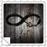 Infinite Love Symbol On Wood Novelty Square Sticker Decal