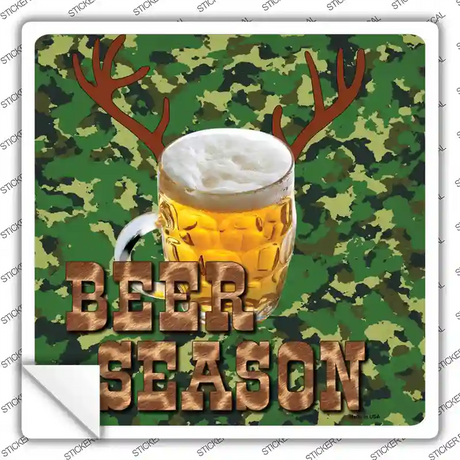 Beer Season Novelty Square Sticker Decal