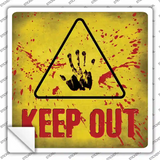 Keep Out Triangle With Handprint and Blood Novelty Square Sticker Decal