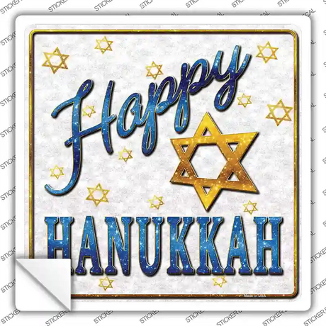 Happy Hanukkah Novelty Square Sticker Decal