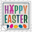 Happy Easter with Eggs Novelty Square Sticker Decal