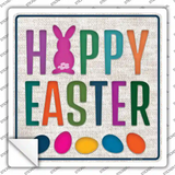 Happy Easter with Eggs Novelty Square Sticker Decal