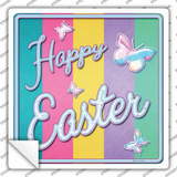 Happy Easter with Butterflies Novelty Square Sticker Decal