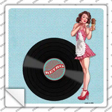 Retro Girl Novelty Square Sticker Decal