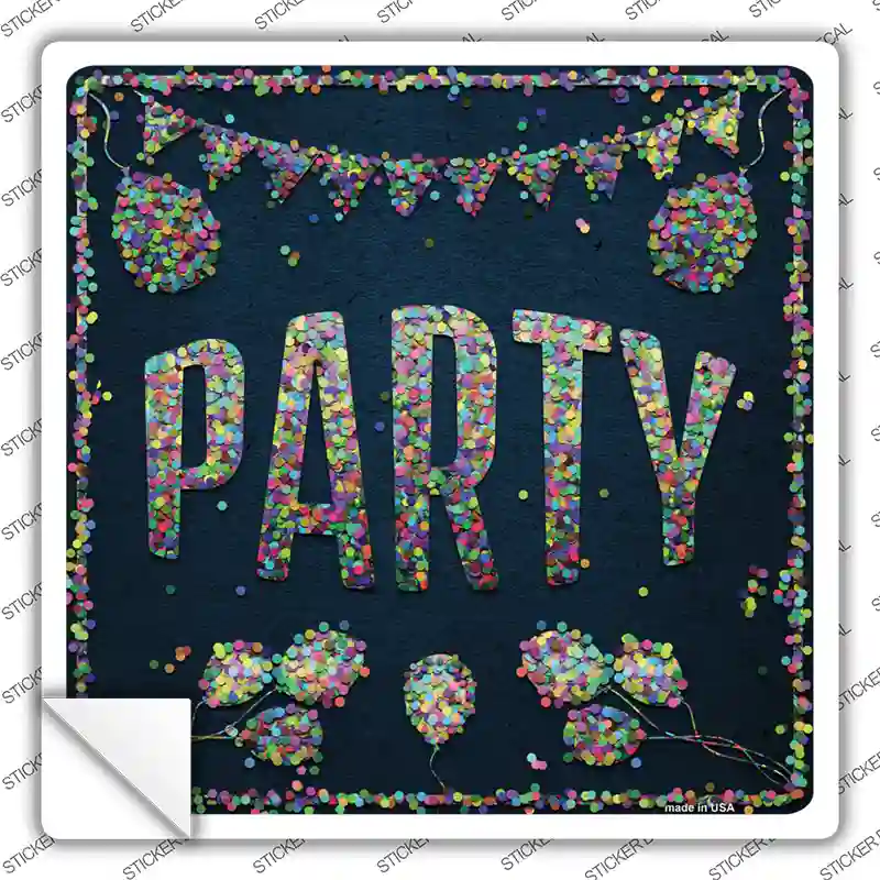 Party Confetti Novelty Square Sticker Decal