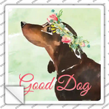 Black Dachshund Good Dog Novelty Square Sticker Decal