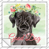Black Lab Good Dog Novelty Square Sticker Decal