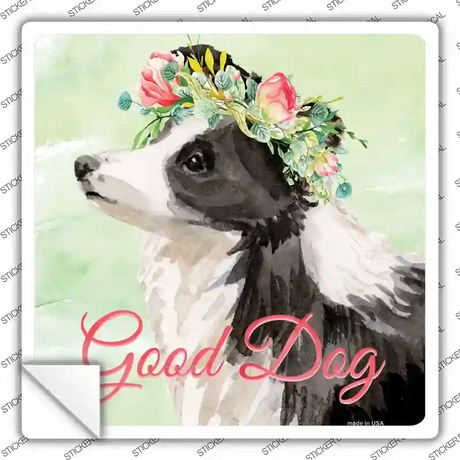 Border Collie Good Dog Novelty Square Sticker Decal