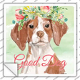 Brittany Good Dog Novelty Square Sticker Decal