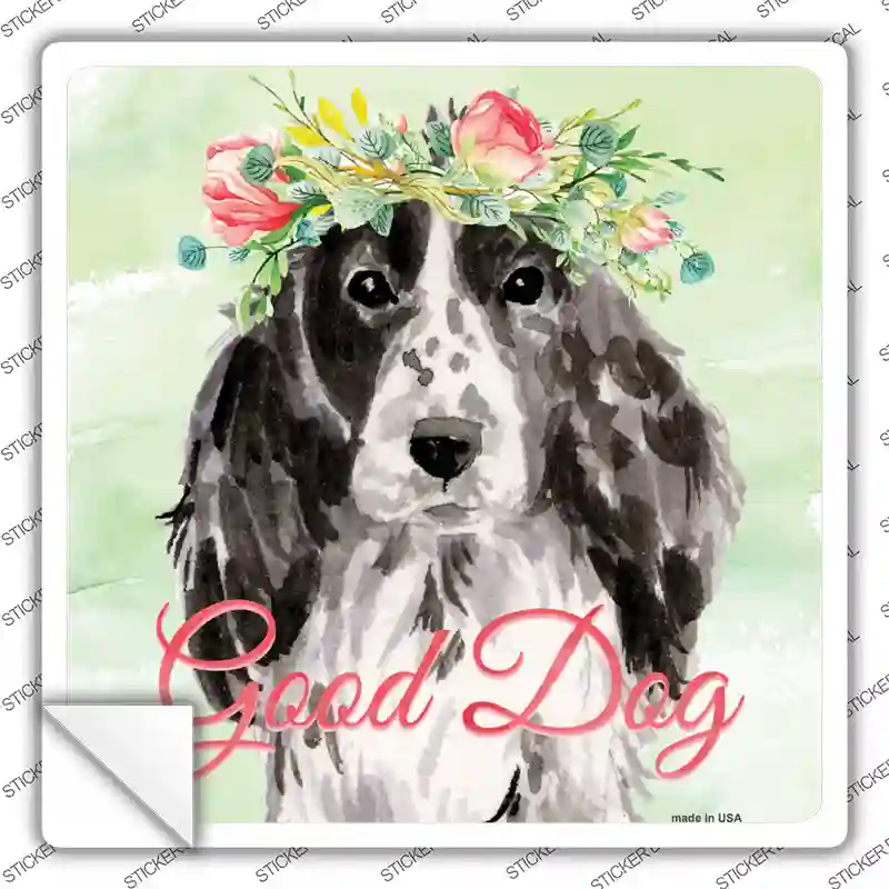 Black Cocker Spaniel Good Dog Novelty Square Sticker Decal