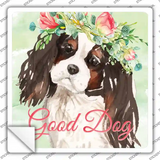 Black King Charles Spaniel Good Dog Novelty Square Sticker Decal