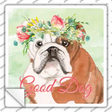 English Bulldog Good Dog Novelty Square Sticker Decal