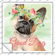 Brown French Bulldog Good Dog Novelty Square Sticker Decal