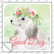 White Poodle Good Dog Novelty Square Sticker Decal
