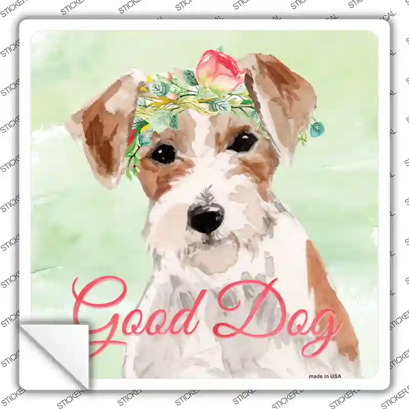 Jack Russell Good Dog Novelty Square Sticker Decal