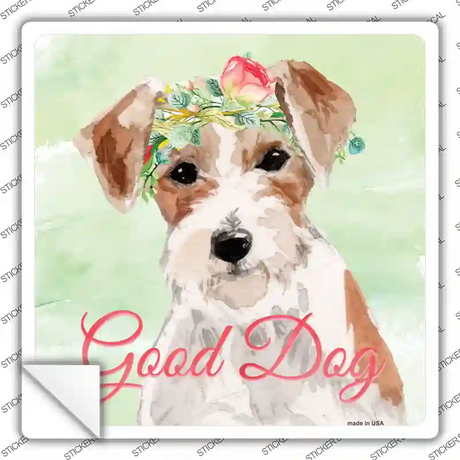 Jack Russell Good Dog Novelty Square Sticker Decal