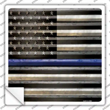 American Flag Thin Blue Line Novelty Square Sticker Decal