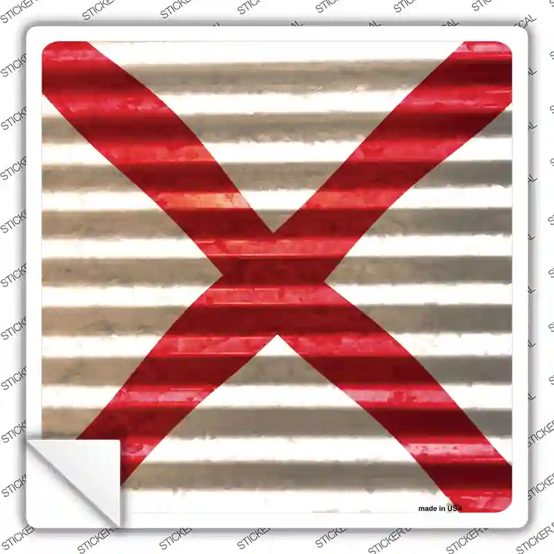 Alabama Flag Corrugated Effect Novelty Square Sticker Decal
