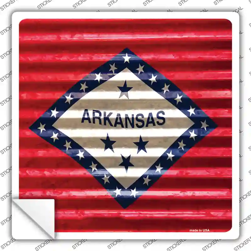 Arkansas Flag Corrugated Effect Novelty Square Sticker Decal