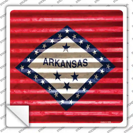 Arkansas Flag Corrugated Effect Novelty Square Sticker Decal