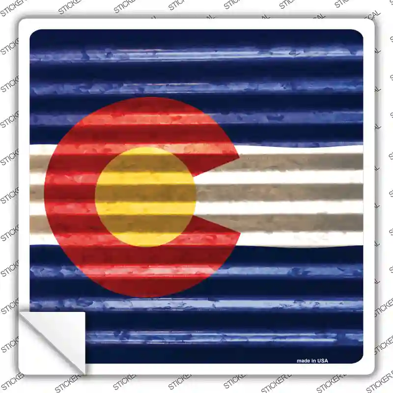 Colorado Flag Corrugated Effect Novelty Square Sticker Decal