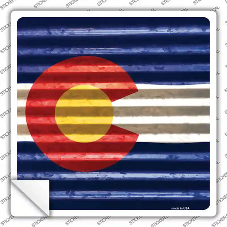 Colorado Flag Corrugated Effect Novelty Square Sticker Decal