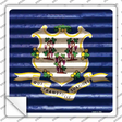 Connecticut Flag Corrugated Effect Novelty Square Sticker Decal