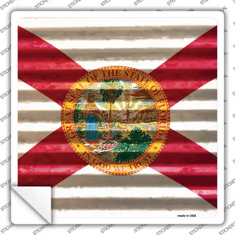 Florida Flag Corrugated Effect Novelty Square Sticker Decal