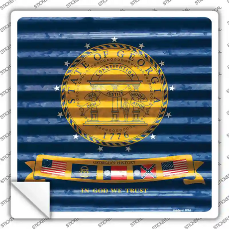 Georgia Flag Corrugated Effect Novelty Square Sticker Decal
