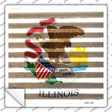 Illinois Flag Corrugated Effect Novelty Square Sticker Decal