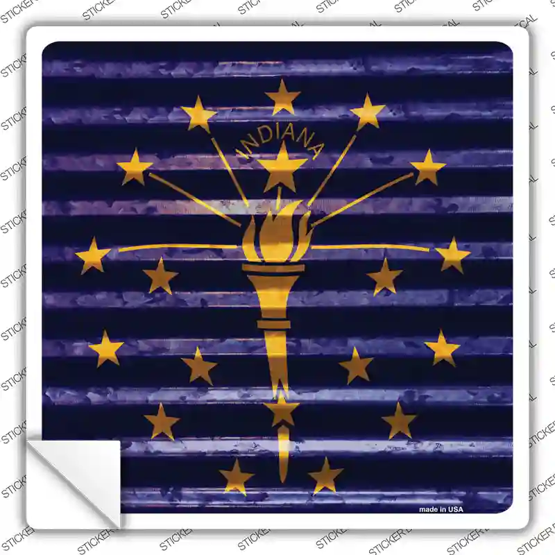 Indiana Flag Corrugated Effect Novelty Square Sticker Decal