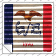 Iowa Flag Corrugated Effect Novelty Square Sticker Decal