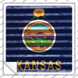 Kansas Flag Corrugated Effect Novelty Square Sticker Decal